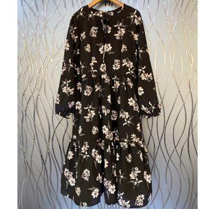 Flower print slim dress lady